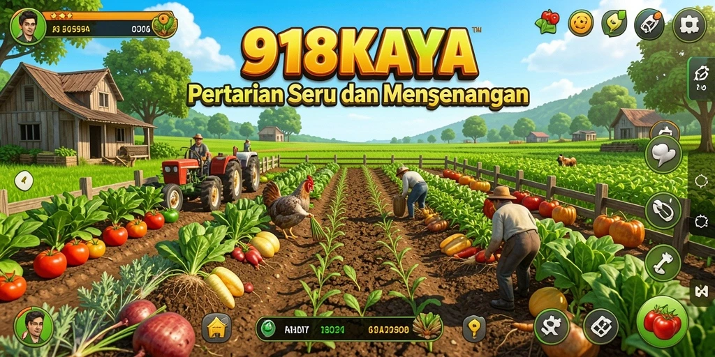 Gameplay seru 918KAYA menampilkan aktivitas bertani yang menyenangkan.