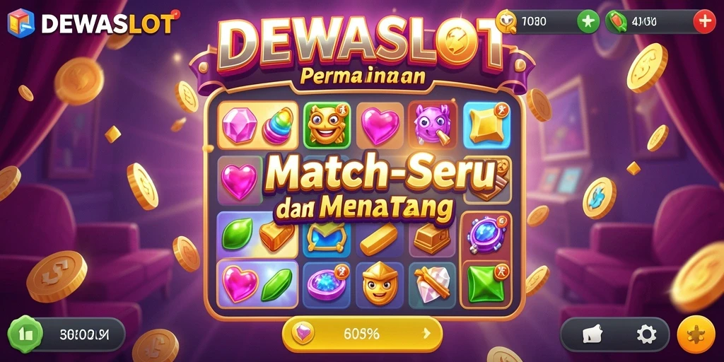 Tampilan gameplay seru DEWASLOT dengan level Match-3 yang menantang.