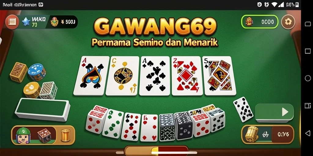 Screenshot GAWANG69 menampilkan gameplay domino yang seru dan interaktif.