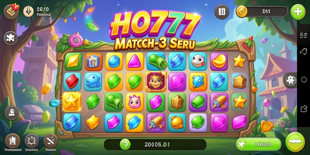 Gameplay seru dengan permata berwarna-warni yang harus dicocokkan.