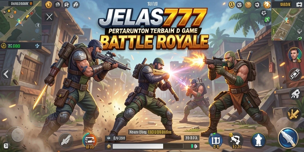 Screenshot gameplay JELAS777 dengan aksi pertempuran Battle Royale.