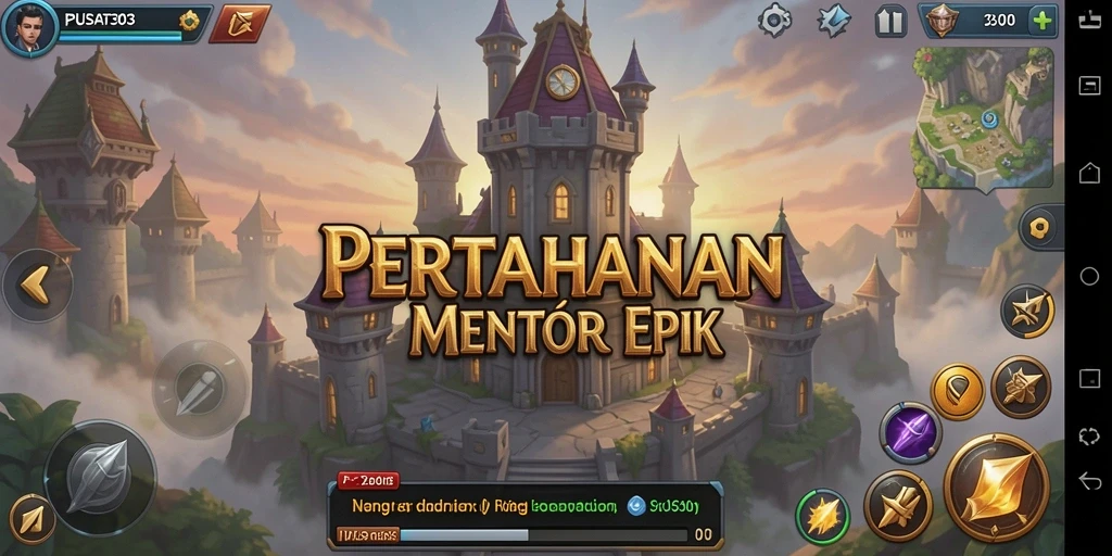 Tampilan gameplay PUSAT303 dalam pertempuran Tower Defense yang mendebarkan.