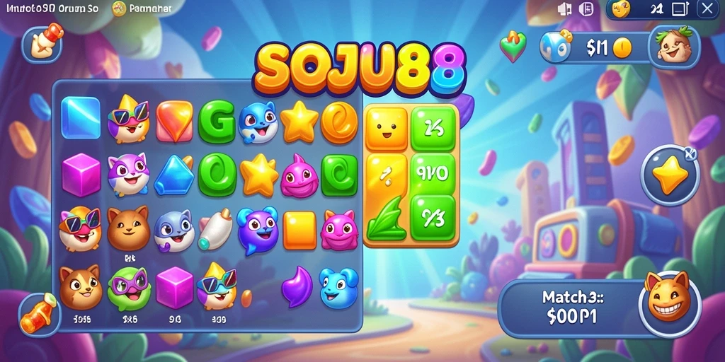 Tampilan mengesankan dari gameplay Match-3 di SOJU88.